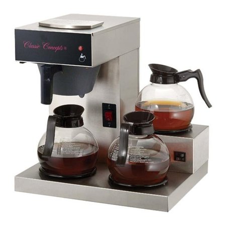 CLASSIC CONCEPTS Classic Concepts GB360 Stainless Steel 3 Warmer Low Profile Pour-Over Commercial Brewer GB360